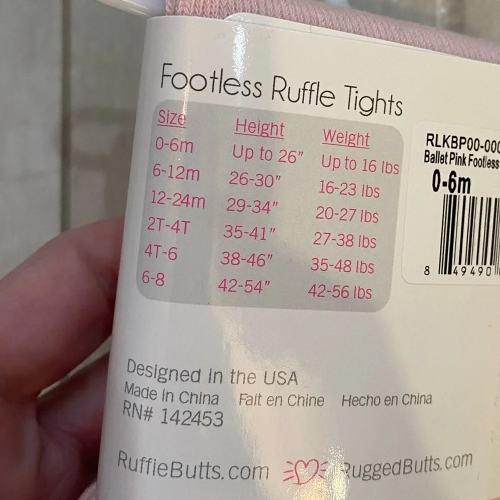 NWT RuffleButts Ballet Pink Pull-On Solid Footless Ruffled Tights, 0-6 months